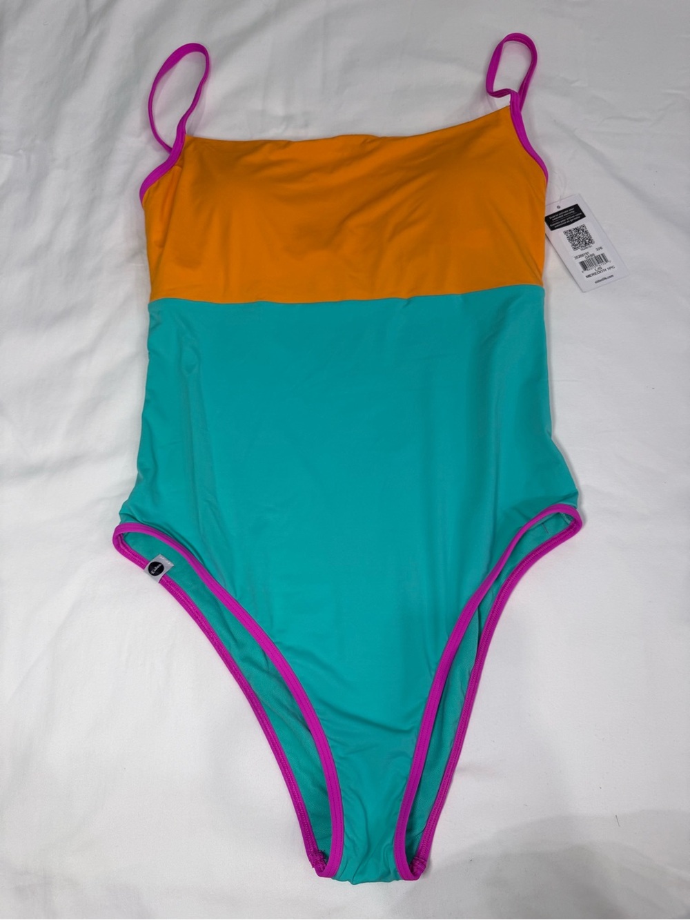 Eidon Women’s One-Piece Swimsuit in Orange, Teal & Pink - Women